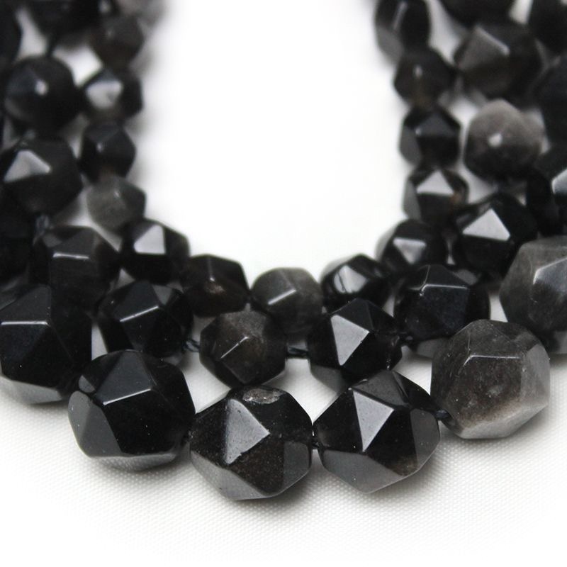 ダイヤモンドカット面シルバーオブシディアン