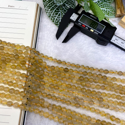 8mm DIYイエローヘアクォーツビーズ