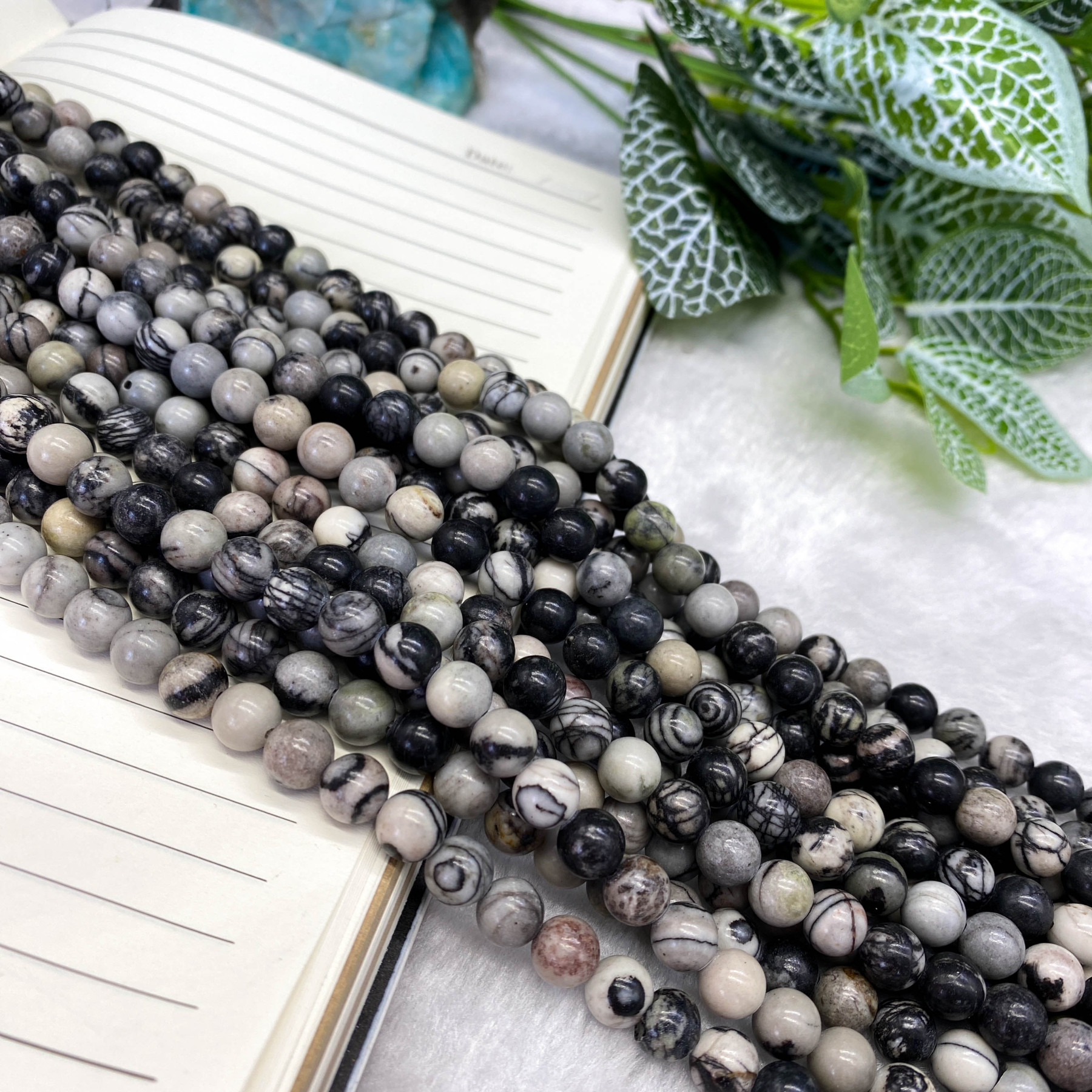 8mm DIY ゼブラロックビーズ