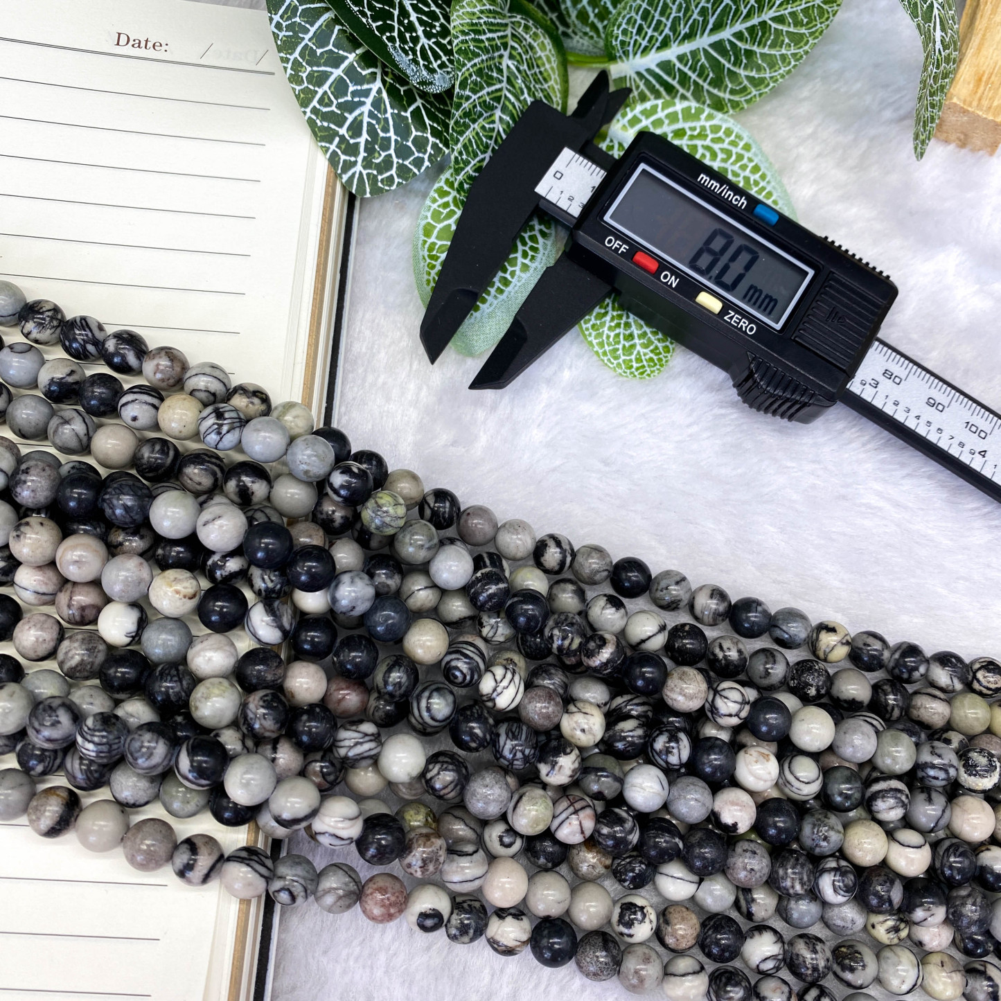 8mm DIY ゼブラロックビーズ