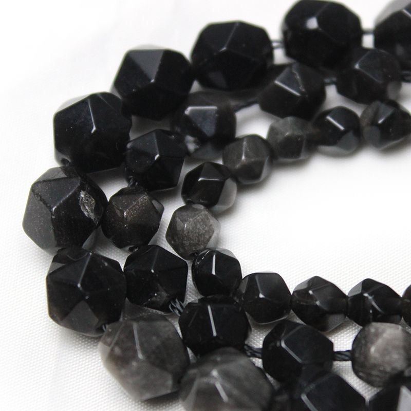 ダイヤモンドカット面シルバーオブシディアン