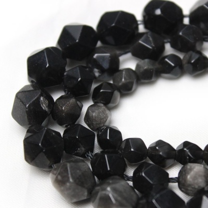 ダイヤモンドカット面シルバーオブシディアン