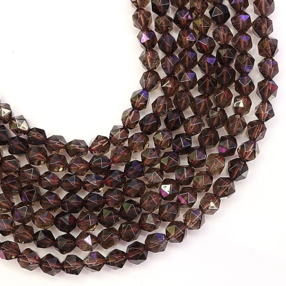 スーモーキ水晶のダイヤモンドカット面連材