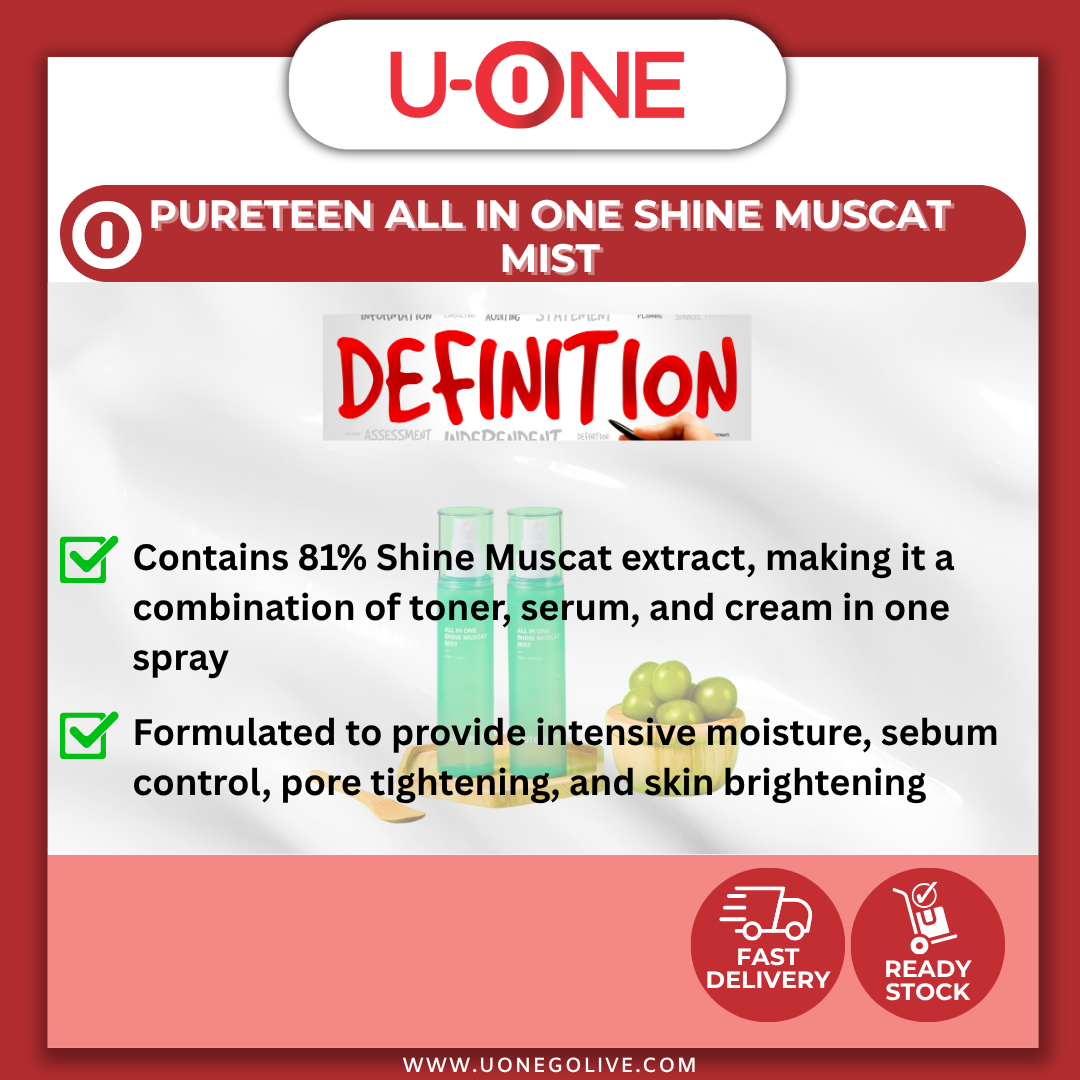 U-ONE | Korea Product | Pureteen | All In One Shine Muscat Mist | 120ml | Skin Care