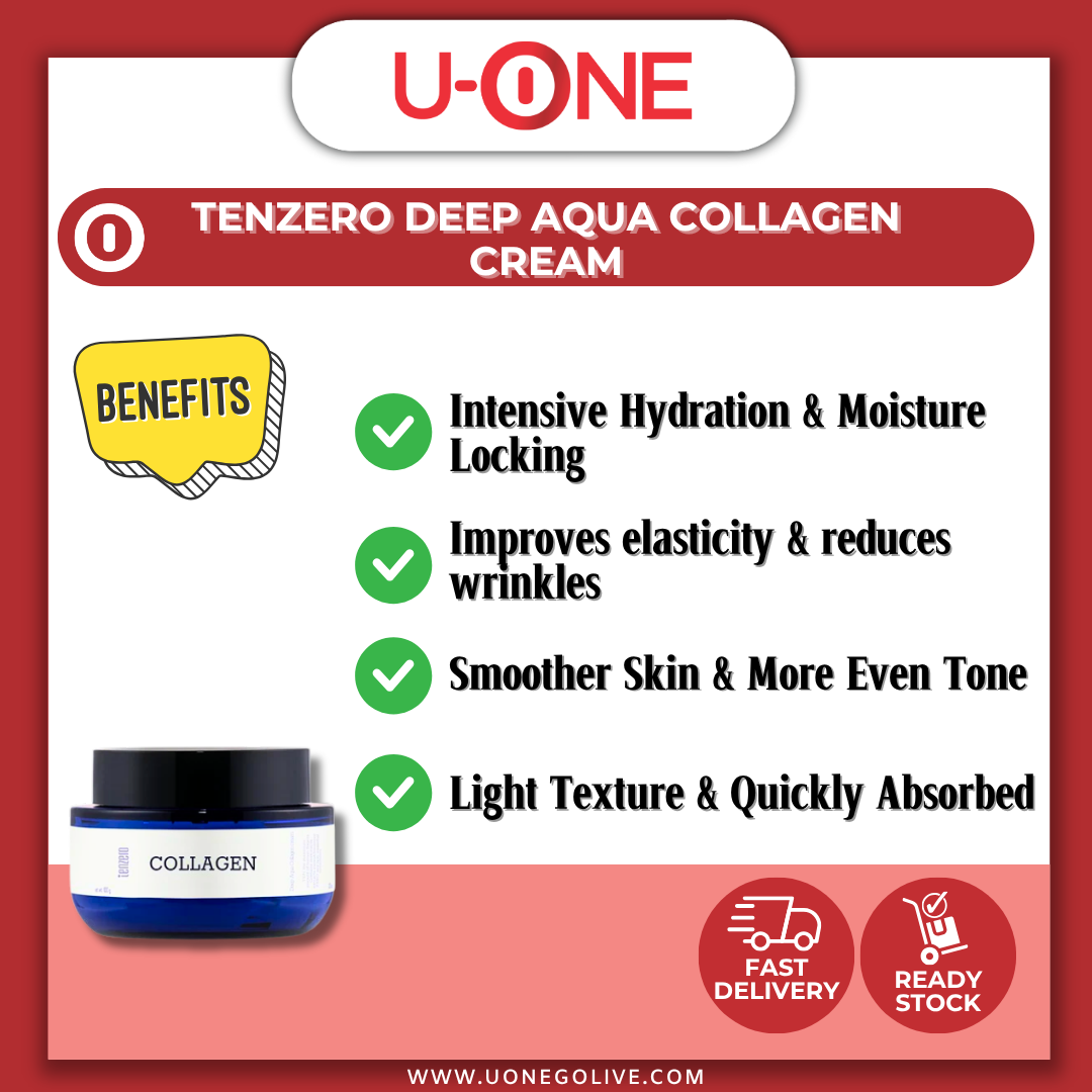 U-ONE | Korea | Tenzero | Deep Aqua Collagen Cream | 2 x 100g | Skin Care