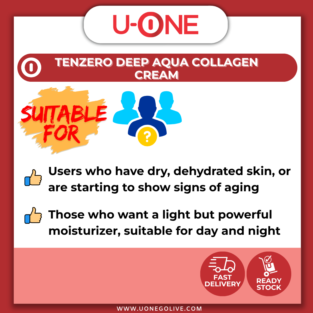 U-ONE | Korea | Tenzero | Deep Aqua Collagen Cream | 2 x 100g | Skin Care