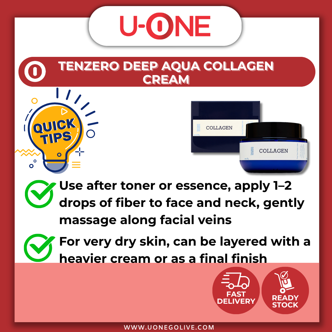 U-ONE | Korea | Tenzero | Deep Aqua Collagen Cream | 2 x 100g | Skin Care