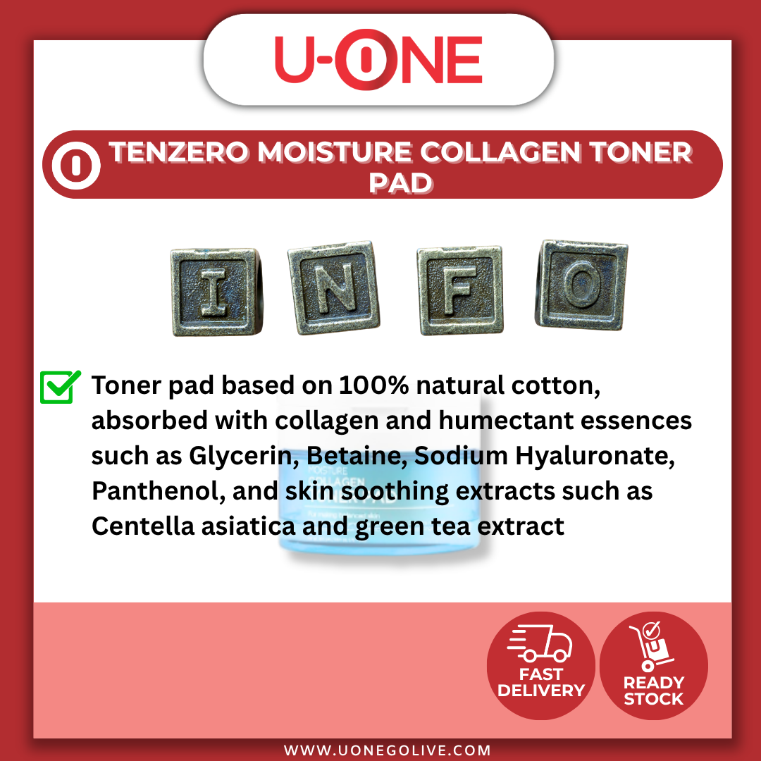 U-ONE | Korea | Tenzero | Moisture Collagen Toner Pad | 160g x 70pads | Skincare