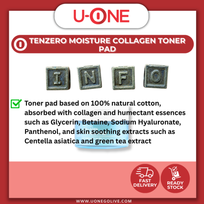 U-ONE | Korea | Tenzero | Moisture Collagen Toner Pad | 160g x 70pads | Skincare