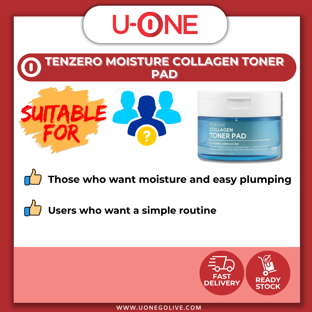 U-ONE | Korea | Tenzero | Moisture Collagen Toner Pad | 160g x 70pads | Skincare
