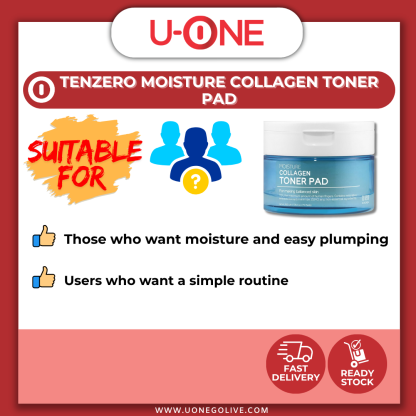 U-ONE | Korea | Tenzero | Moisture Collagen Toner Pad | 160g x 70pads | Skincare