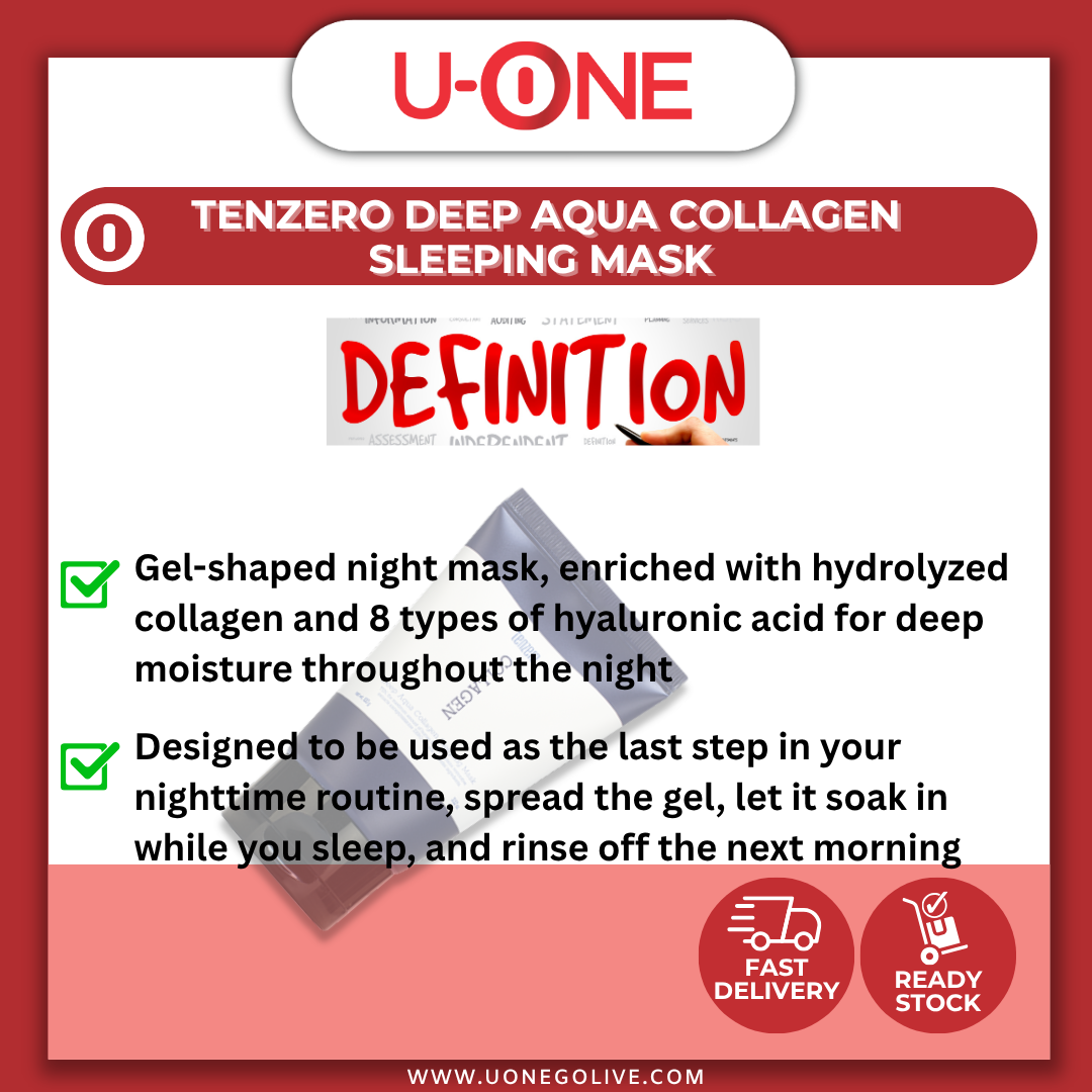 U-ONE | Korea | Tenzero | Deep Aqua Collagen Sleeping Mask | 2 x 100g | Skincare 