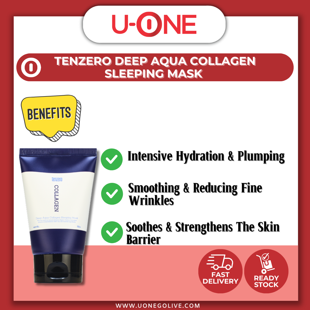 U-ONE | Korea | Tenzero | Deep Aqua Collagen Sleeping Mask | 2 x 100g | Skincare 