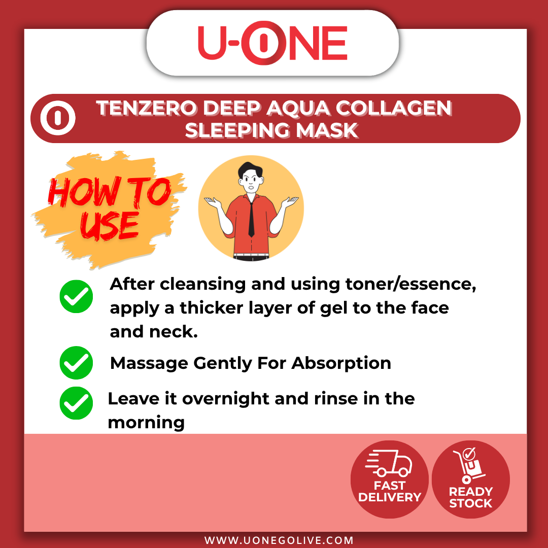 U-ONE | Korea | Tenzero | Deep Aqua Collagen Sleeping Mask | 2 x 100g | Skincare 