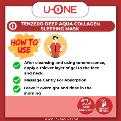 U-ONE | Korea | Tenzero | Deep Aqua Collagen Sleeping Mask | 2 x 100g | Skincare 