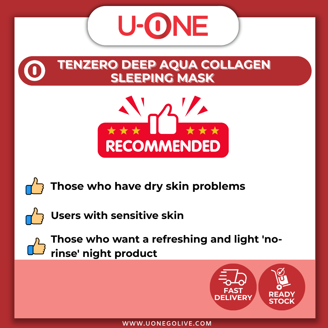 U-ONE | Korea | Tenzero | Deep Aqua Collagen Sleeping Mask | 2 x 100g | Skincare 
