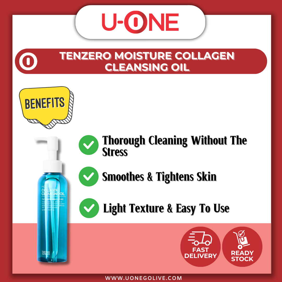 U-ONE | Korea | Tenzero | Moisture Collagen Cleansing Oil | 150ml | Facial Cleanser 