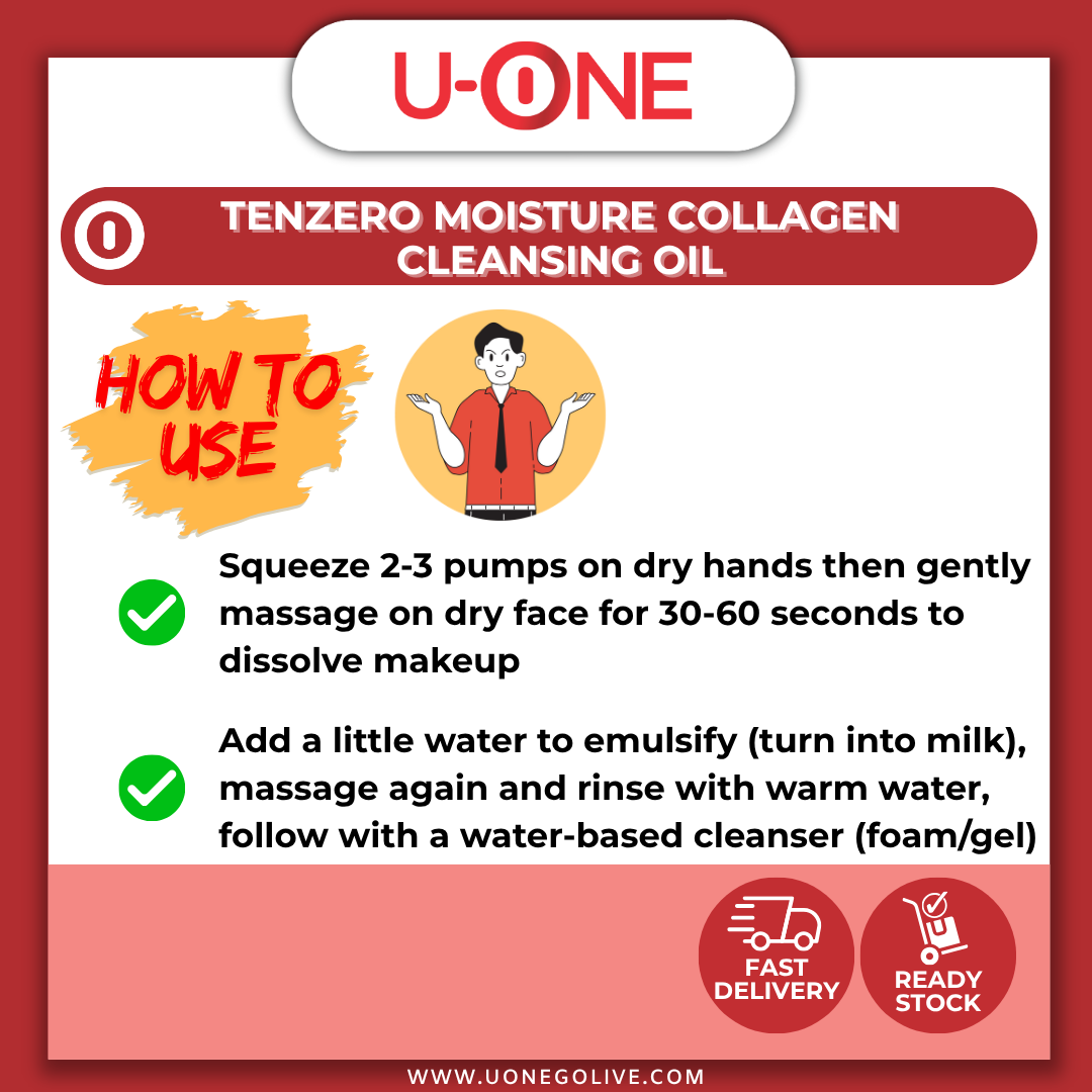 U-ONE | Korea | Tenzero | Moisture Collagen Cleansing Oil | 150ml | Facial Cleanser 