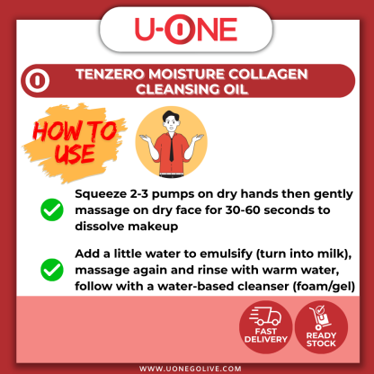 U-ONE | Korea | Tenzero | Moisture Collagen Cleansing Oil | 150ml | Facial Cleanser 