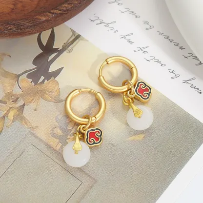 Ruyi Peace Knot Earrings-good fortune, wishes fulfilled, and a life of prosperity