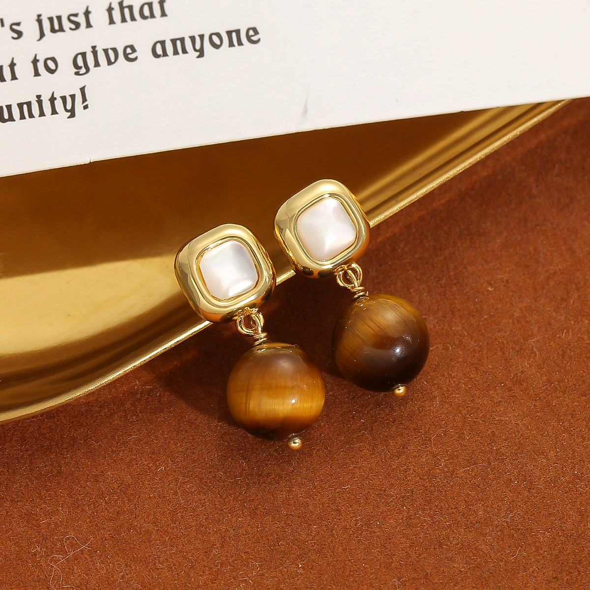 Tiger's Eye Stone Dangle Earrings-enhance focus, boost confidence, and deflect negative energy