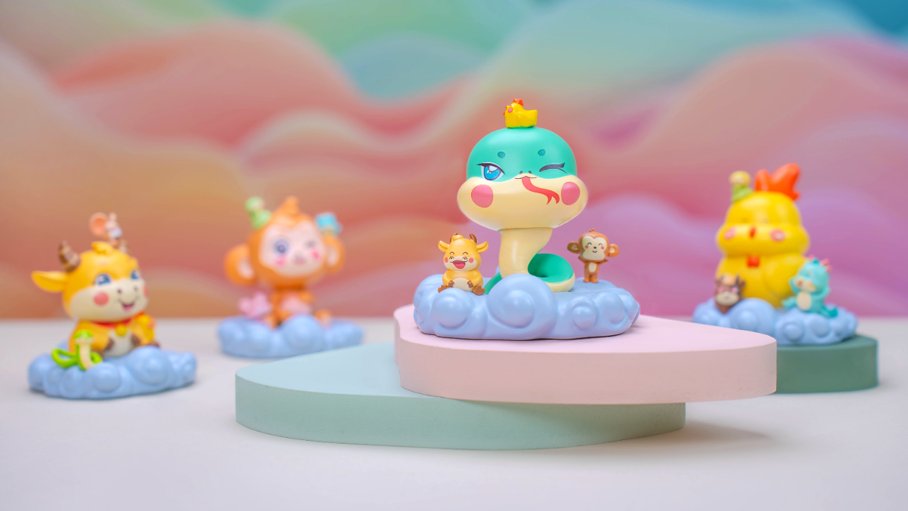 2025 Year of the Snake Fortune Decoration | Chinese Zodiac Triad & Hexad Harmony Figurine for Home & Office – Attract Luck, Wealth, and Noble Support