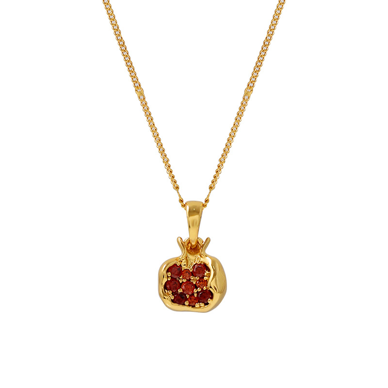Zircon Pomegranate Necklace and Earring Set-enduring harmony, and a life filled with joy and good fortune