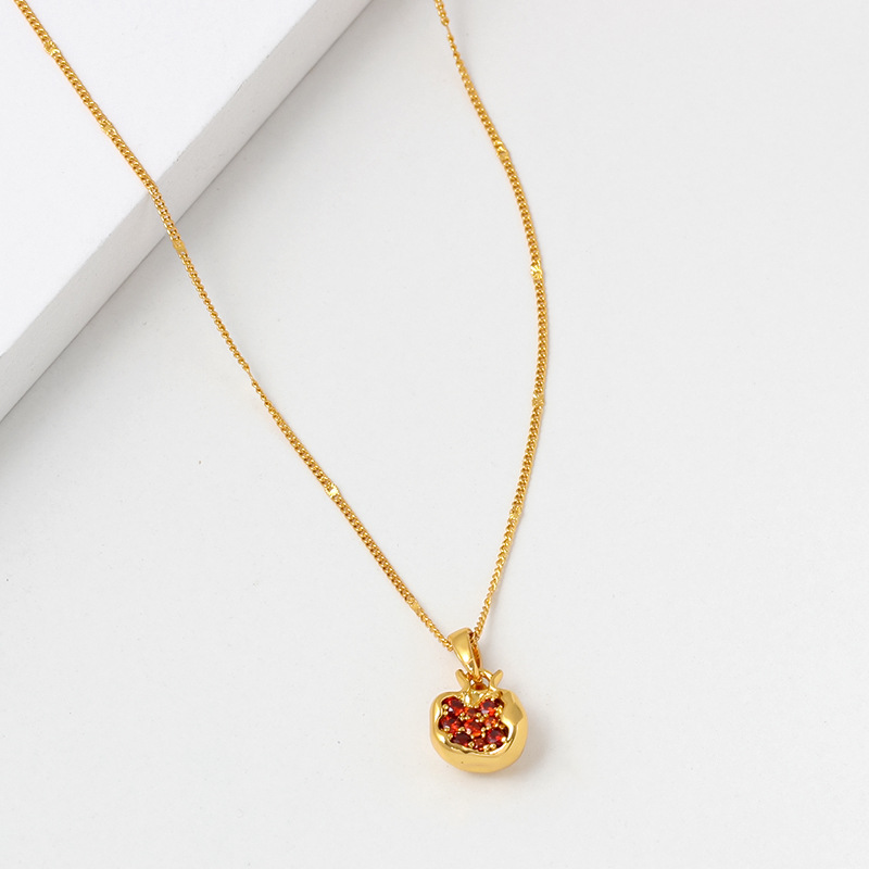 Zircon Pomegranate Necklace and Earring Set-enduring harmony, and a life filled with joy and good fortune