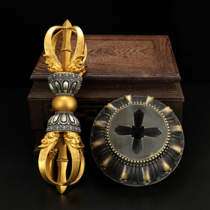 Five-Pronged Vajra-Annihilate Delusions, Shatter Obstacles. Transform Consciousness into Wisdom, Attain Perfect Enlightenment