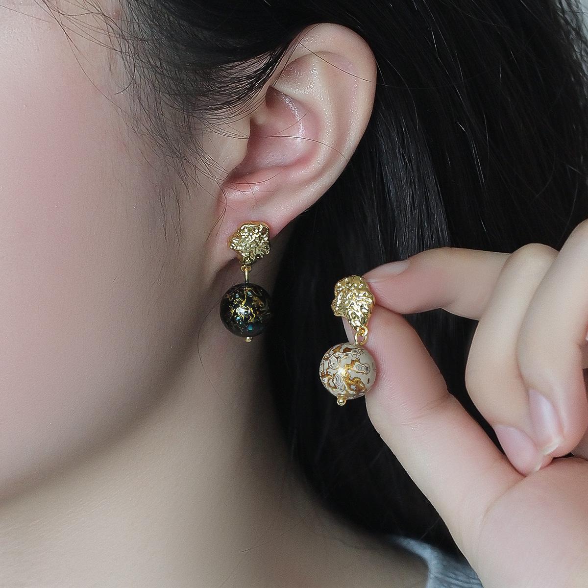  Intangible Cultural Heritage Lacquer Earrings -resilience，harmony，undying Eastern splendor