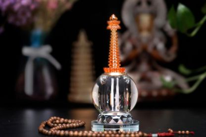 Crystal Reliquary Pagoda-Sincere devotion accelerates blessings and insight; Auspicious causes ripen, every prayer takes flight