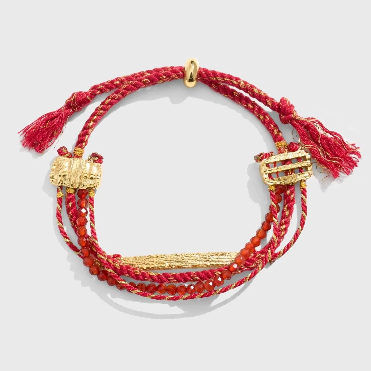 Handwoven Red Agate Beaded Red Cord Bracelet-ward off bad luck and attract good fortune，safety and prosperity