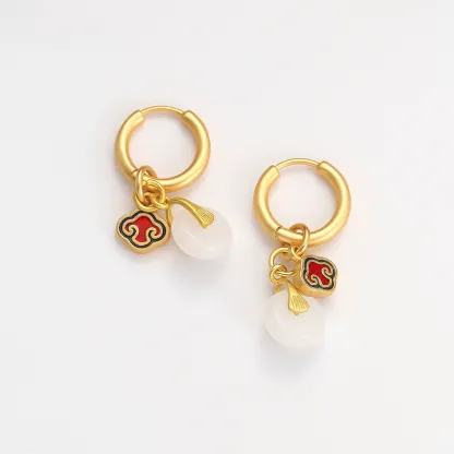 Ruyi Peace Knot Earrings-good fortune, wishes fulfilled, and a life of prosperity