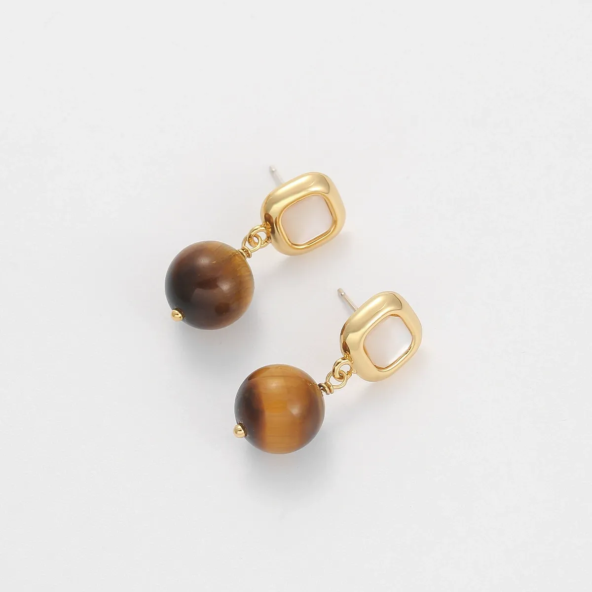 Tiger's Eye Stone Dangle Earrings-enhance focus, boost confidence, and deflect negative energy