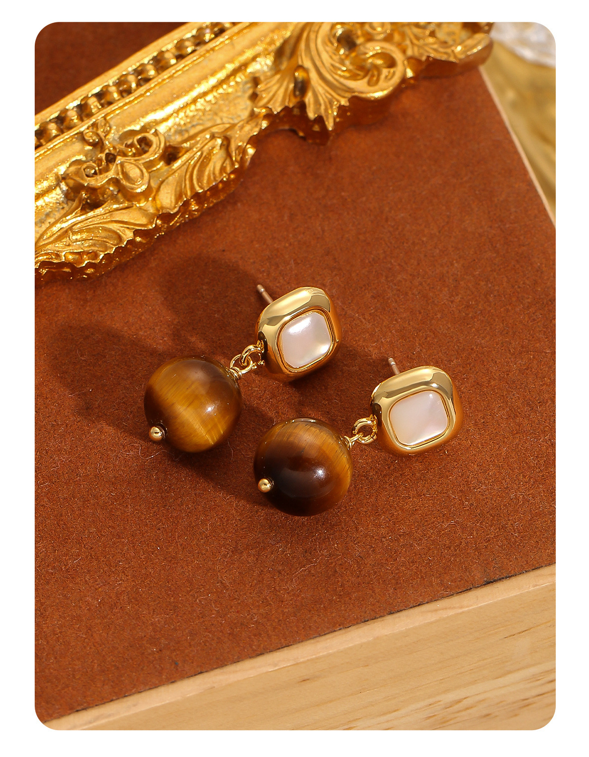Tiger's Eye Stone Dangle Earrings-enhance focus, boost confidence, and deflect negative energy