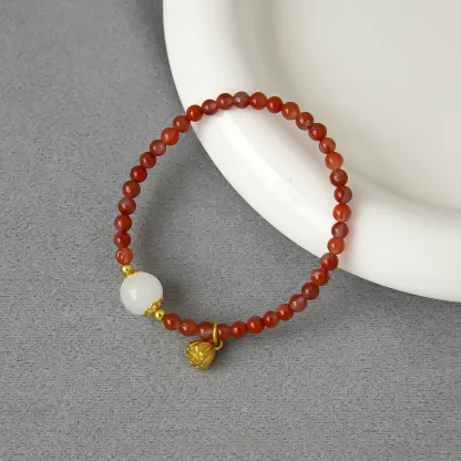 Lotus Pod& Red Agate Bracelet -blessings of protection, abundance, and eternal grace