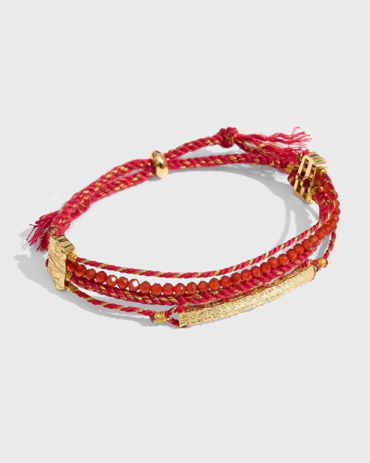 Handwoven Red Agate Beaded Red Cord Bracelet-ward off bad luck and attract good fortune，safety and prosperity
