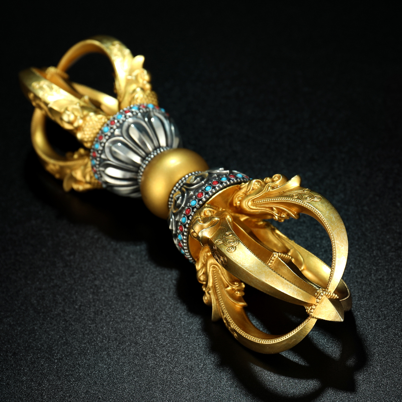 Five-Pronged Vajra-Annihilate Delusions, Shatter Obstacles. Transform Consciousness into Wisdom, Attain Perfect Enlightenment