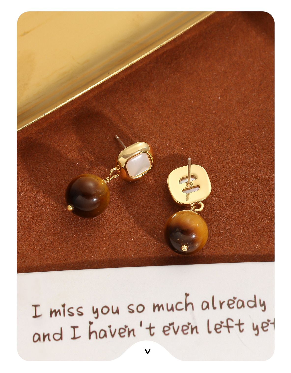 Tiger's Eye Stone Dangle Earrings-enhance focus, boost confidence, and deflect negative energy