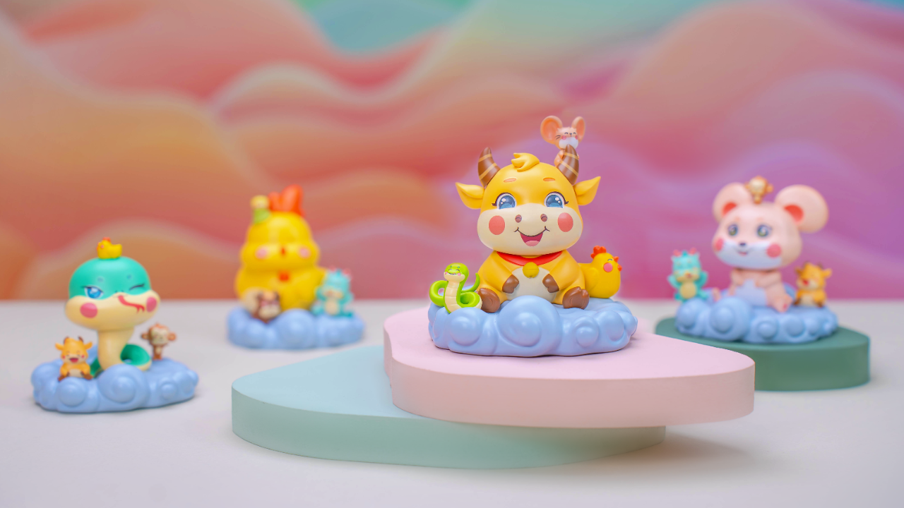 2025 Year of the Snake Fortune Decoration | Chinese Zodiac Triad & Hexad Harmony Figurine for Home & Office – Attract Luck, Wealth, and Noble Support