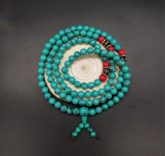 Turquoise 108 Bead Meditation Bracelet - Calm and Focused Mind