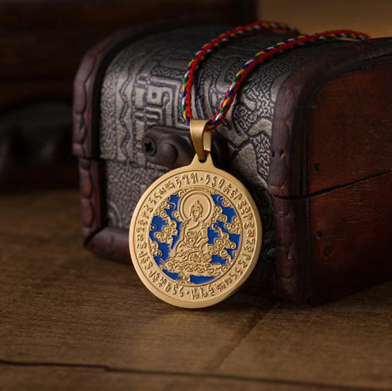 Blue Medicine Buddha Pendant Six-Word Mantra Pendant - Physical Health