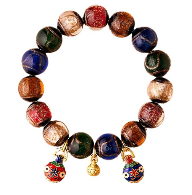 Incense Ash and Glass Bead Bracelet - Happiness and Safety