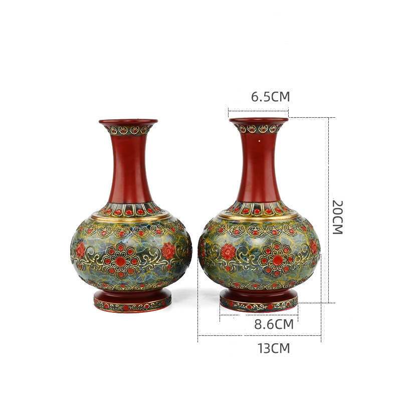 Copper Cloisonné Vase & Fruit Tray - Premium Brass Handcrafted Decor, Symbolizes Family Harmony & Career Success