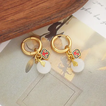 Ruyi Peace Knot Earrings-good fortune, wishes fulfilled, and a life of prosperity