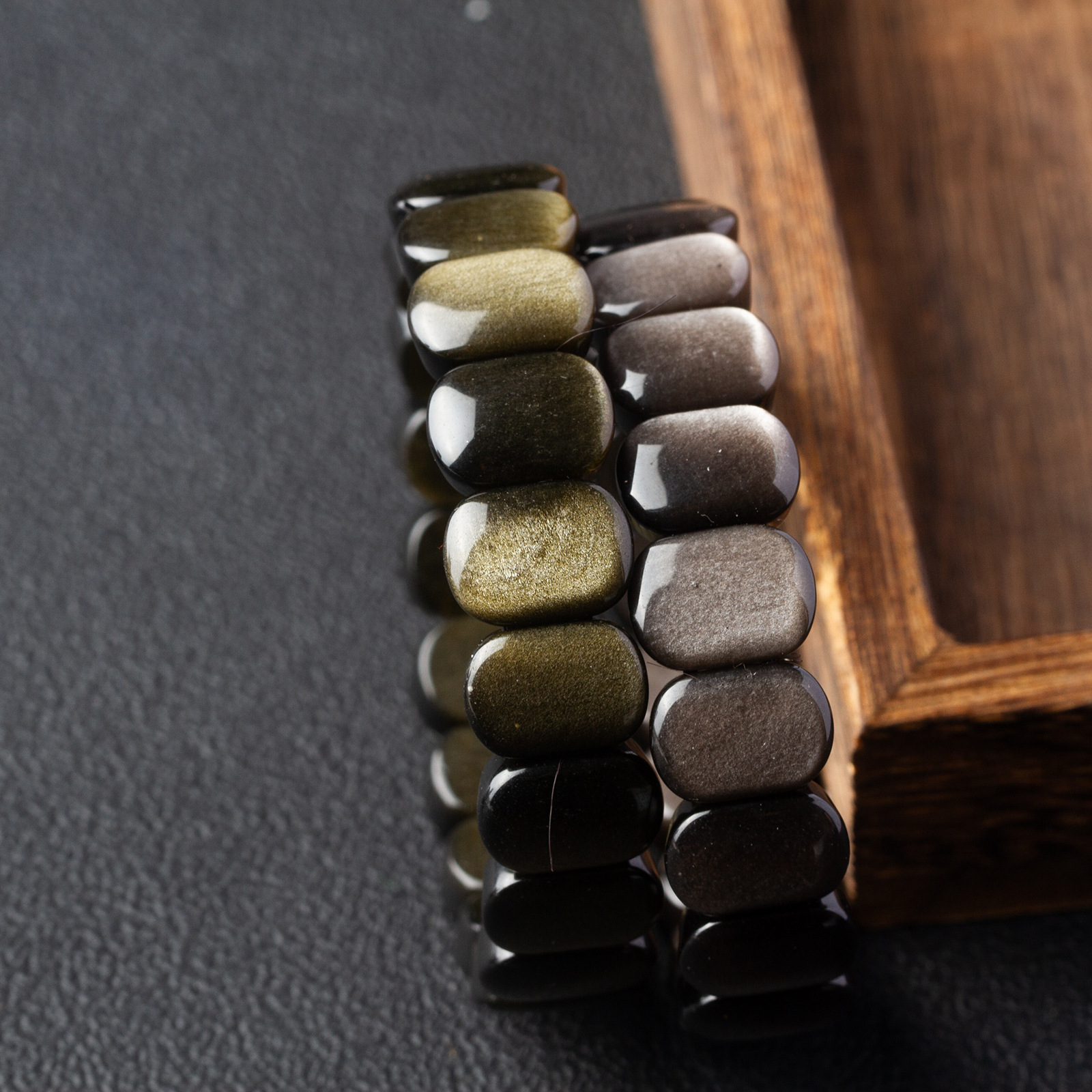 天然金&银曜石手牌手链-2025年本命年吉祥物