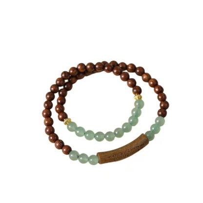 Rosewood curved tube prayer bead white agate bracelet
