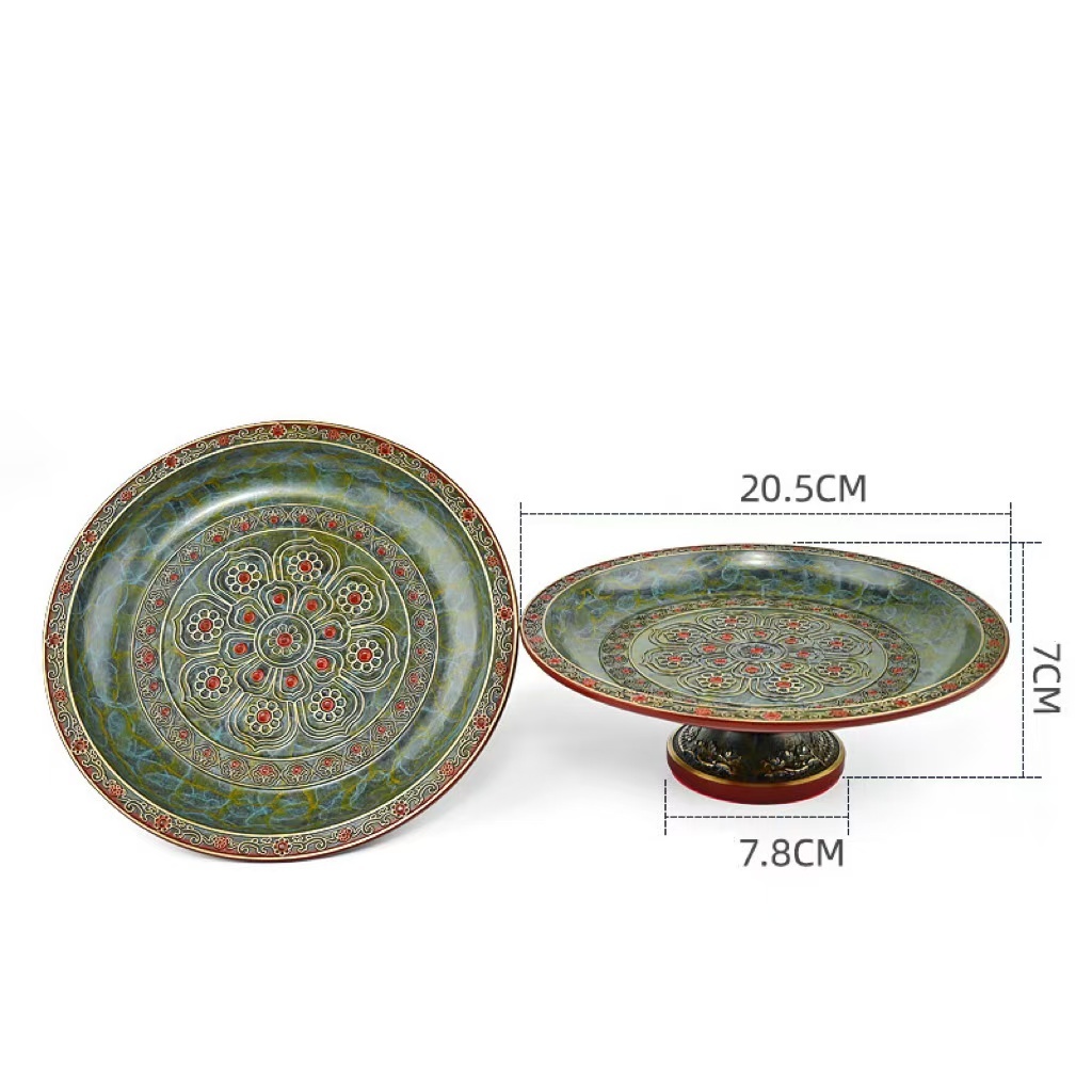 Copper Cloisonné Vase & Fruit Tray - Premium Brass Handcrafted Decor, Symbolizes Family Harmony & Career Success