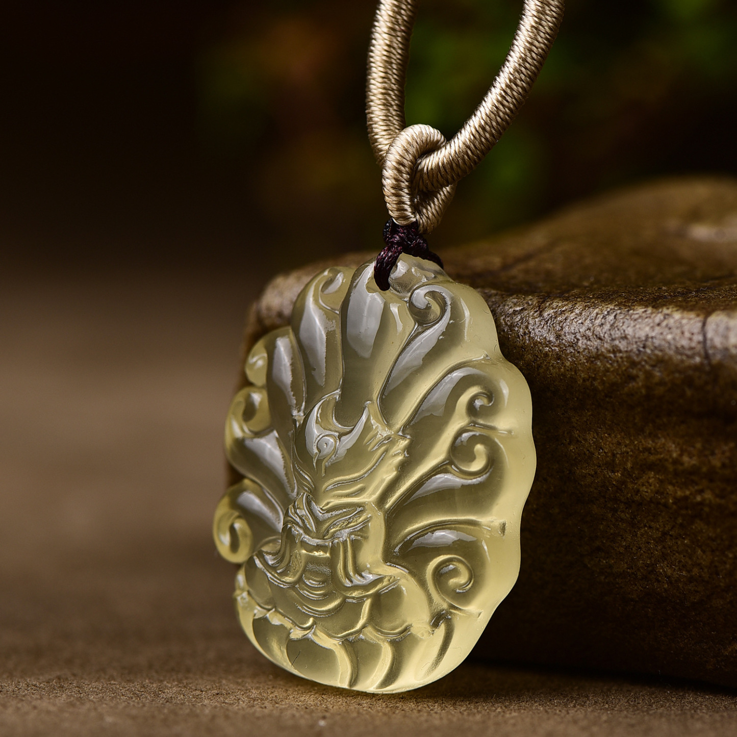 Citrine Nine-Tailed Fox Pendant