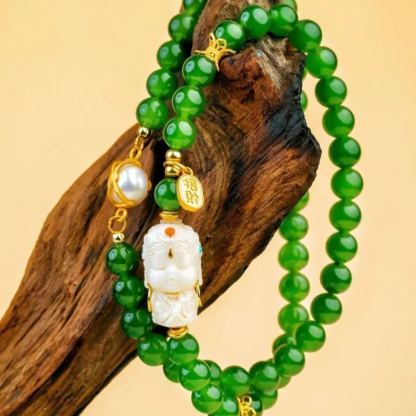 Jade & Celadon Mammoth Abundance Cuff-– Boost Wealth Instinct, Shield Negativity